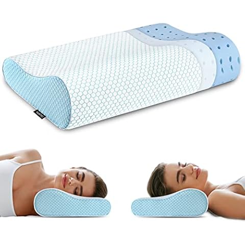 Memory Foam Pillows Neck Pillow for Sleeping, Ergonomic Cervical Pillow Bed Pillow for Side Back Stomach Sleeper, Orthopedic Contour Pillow for Neck and Shoulder Pain Relief Cover