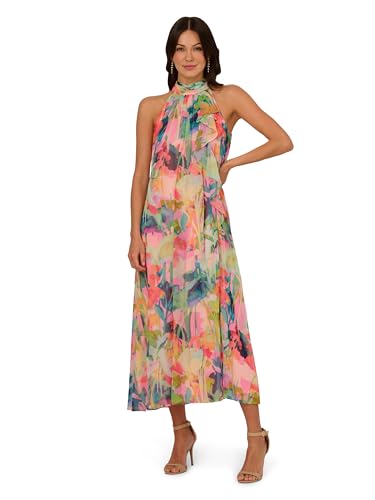 Image of Adrianna Papell Print Chiffon Trapeze Dress
