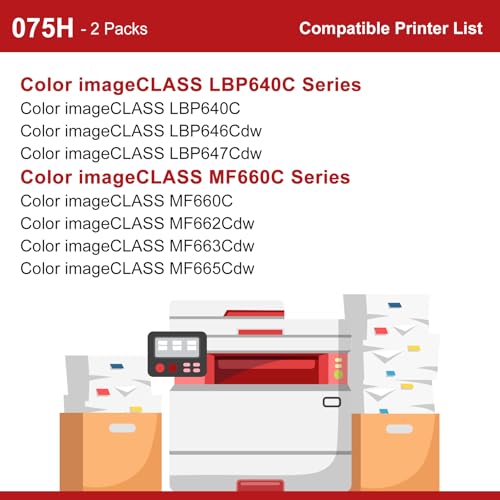 Image of 075H 075 Black Toner Cartridge LBP646Cdw MF665Cdw MF662Cdw MF663Cdw 1-Pack | Compatible for Canon 075 Black ImageCLASS LBP646Cdw MF665CDW MF662CDW MF663Cdw LBP647Cdw MF660c LBP640c Printer High Capacity