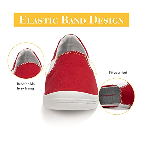 Image of FUNKYMONKEY Slip-On Canvas Sneakers for Women, Comfortable Lightweight Lace-Up Flat Casual Tennis Shoes Breathable Walking Shoes for Everyday Wear