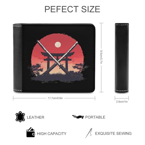 Samurai Katana Tori Gate Fashion Bifold Wallets for Men Women Slim & Thin Credit Card Holder Wallet Purse2