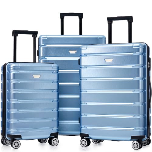 Luggage Sets 3 Piece, Hardshell Suitcases with Wheels, Modern New Durable ABS+PC Travel Suitcase with Spinner Wheels, Travel Luggage for Men and Women (Blue)2