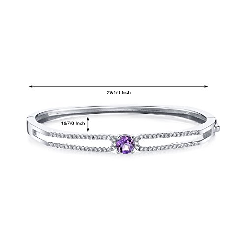 Peora Amethyst Solaris Bangle Bracelet In Sterling Silver, Round Shape, 6Mm, 0.75 Carat Total #TOP3