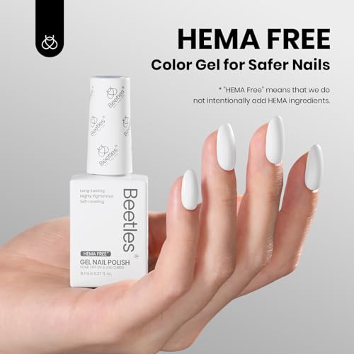 Image of Beetles White Gel Polish - Hema-Free French Gel Nail Polish High Gloss Colors Soak Off Pure White Rhythm Nail Polish Nail Art Manicure Salon White Color Bottle