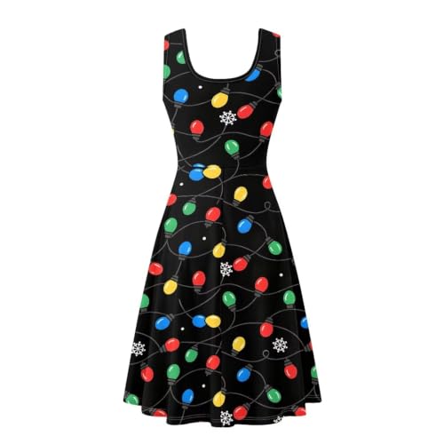 Image of Women Stylish Tank Dresses Sleeveless Round Neck Midi Casual Dress with Pocket for Summer