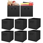 8pcs Cube Storage Box 27x27x27cm - Foldable Storage Box with Handles Storage Cubes for Home, Office & Nursery Organisation (Black)