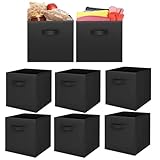 8pcs Cube Storage Box 27x27x27cm - Foldable Storage Box with Handles Storage Cubes for Home, Office & Nursery Organisation (Black)