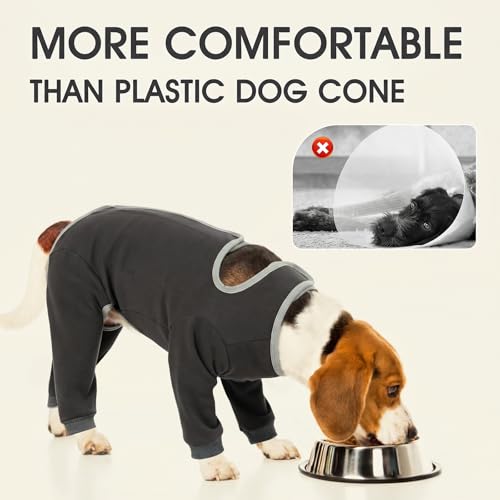 Image of IDOMIK Dog Recovery Suit After Surgery,Long Sleeve Dog Surgical Onesie for Surgery,Soft Breathable Pet Pajamas Anti Shedding,Adjustable Bodysuit Prevent Licking Wound,Cone Collar Alternative,Gray,3XL