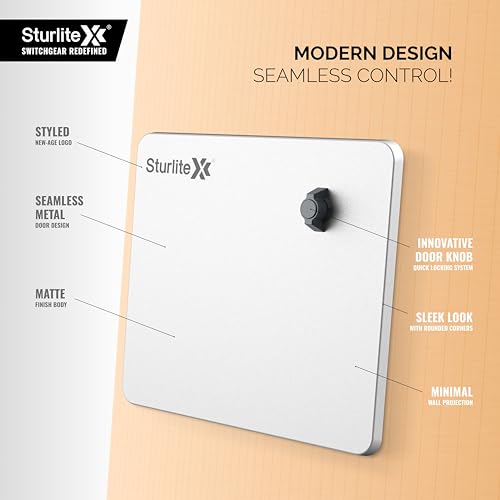 Image of Sturlite Ovix Double Door MCB Distribution Board | 8 Way SPN (Single Pole and Neutral) | Metal Body with Premium Finish & Concealed Hinges | Cable Kit Included - (Pack of 1)