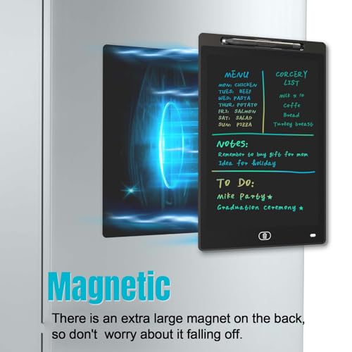 Image of Magnetic Dry Erase Board for Fridge, 9.8 inchx6.7 inch Small LCD Writing Tablet Blackboard Grocery to Do List Magnet Pad Black White Whiteboard Adult Chore Chart Refrigerator Digital Notepad Message Center