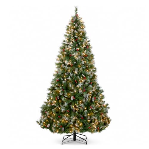 Best Choice Products 6ft Christmas Tree Pre-Lit w/Viral Twinkling Lights, Pre-Decorated Artificial Frosted Pine Holiday Decoration w/ 250 Lights, 818 Frosted Tips, Pine Cones, Berries, Metal Base