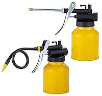 HEXIN Ölkanne Metall mit Pumpe Ölkännchen Ölpumpe Öler Ölspritzkanne mit 2 Arten gerade & Flexible auslauf