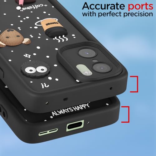 Image of Pikkme Back Cover for OnePlus 15R 5G | 3D Bear Silicone Cute & Fun Coffee Cartoon | Full Body Protection Bumper Case (Black)