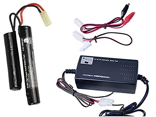 BULLDOG AIRSOFT Universal Smart AEG Charger Any 6V-12V Battery 1.0A/2.0A & NiMH High Power 9.6V 1600mAh Battery Buterfly Nunchuck Pack AEG Guns Mini Tamiya