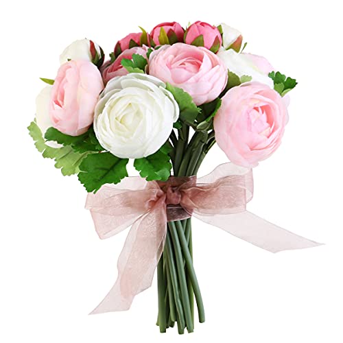 Ultnice Bridal Wedding Bouquets Artificial Camellia Flowers Home Wedding Decoration For Valentine's Day(Pink White) #TOP18