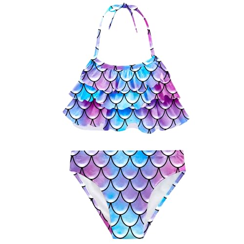 Image of GALLDEALS Girls 3 Piece Swimsuit Bathing Suits Bikini with Matching Cover Up Skirt 3 to 12 Years