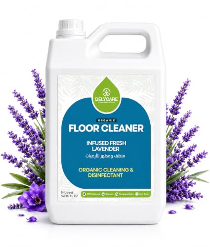 Delycare Organic Floor Cleaner Floor Cleaner Liquid Wood Marble and Multi Surface Disinfectant Liquid Infused Fresh Lavender مطهر ارضيات منظف ارضيات Non Toxic Plant Based Formula | 5 Litres