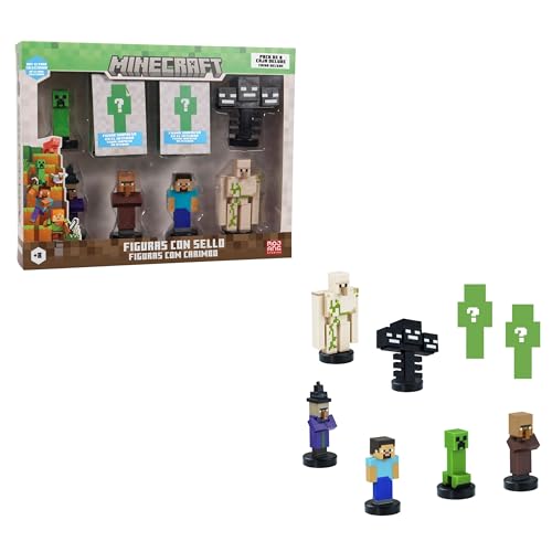 Bizak Minecraft 64110005-1 Figuren, 5 cm, Deluxe-Box, 2 Charaktermodelle zum Sammeln, Offizielle Lizenz des BAU-Videospiels und Bricks, Erwachsene Fans und Jungen oder Mädchen (64110005-1)