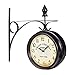 Produktbild Relaxdays 35 x 35 x 10 cm, Bahnhofsuhr doppelseitig, Batterie, Retro, New York, HBT, zweiseitige Wanduhr Vintage, schwarz, Eisen