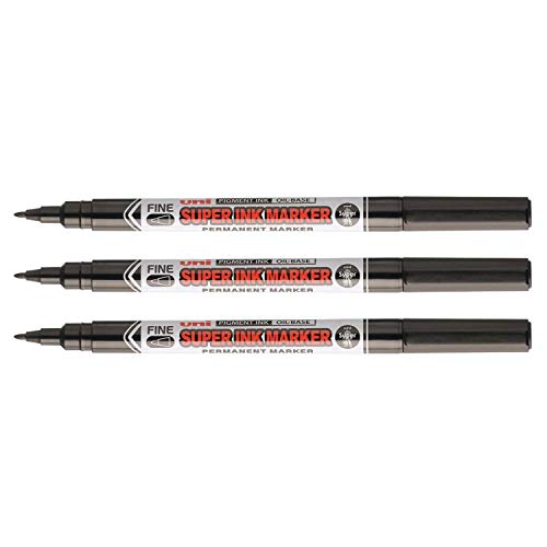 Aetheron Lot de 3 Marqueurs permanent Textile et toutes surfaces SUPER INK MARKER PNA125 Pointe Fine 0,9mm Noir