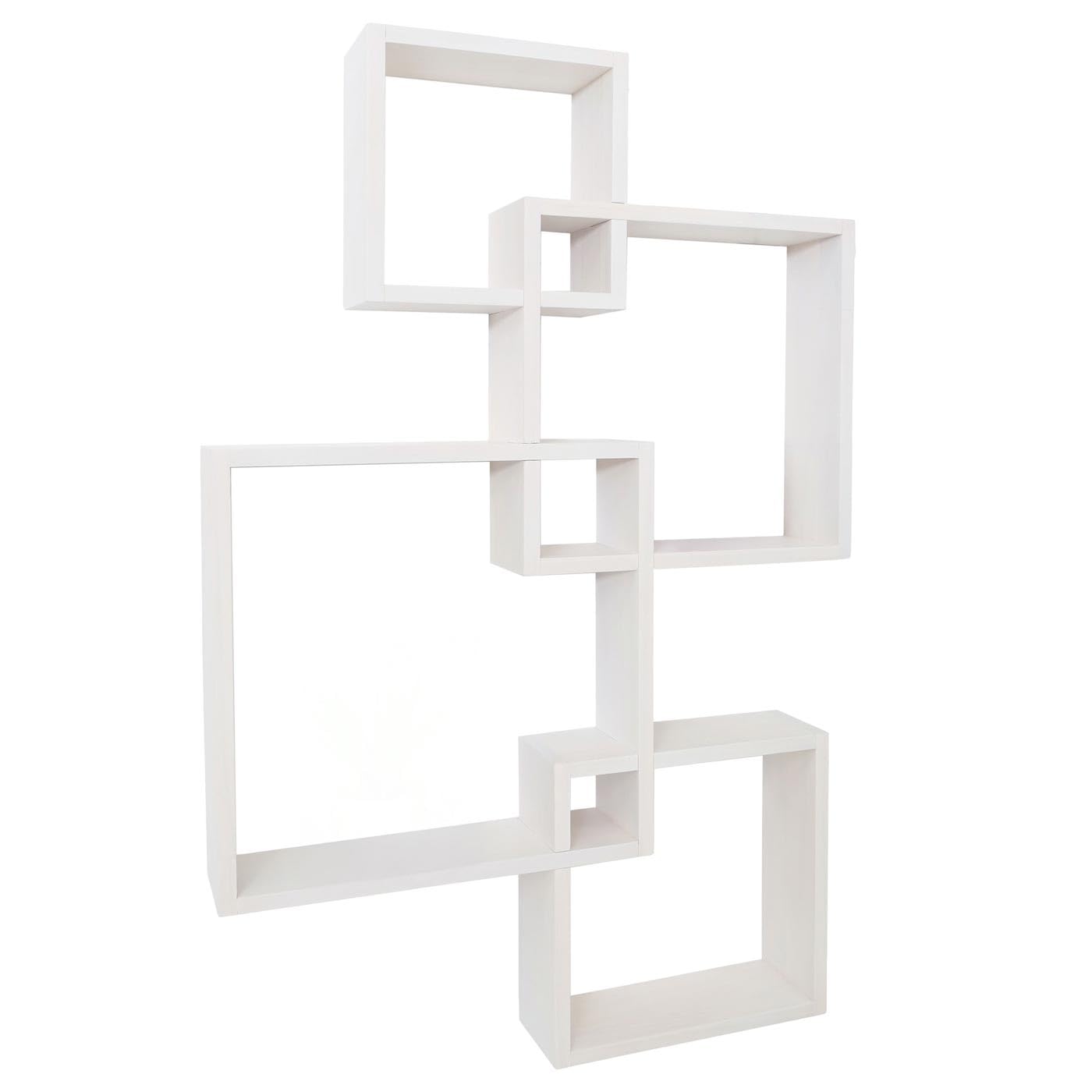 Mendler Regał ścienny HWC-P23, regał wiszący, FSC® - biały | Dekoracja ścienna, regał wiszący, regał w kształcie kostki, regał designerski, 4 półki