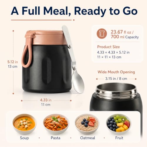 Image of Thermo for Hot Food Kids & Adults - 23.67 oz with Folding Spoon and Handle