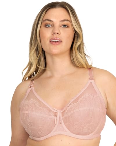 Image of Smart & Sexy Women's Full Coverage Unlined Underwire Bra, Lace & Mesh See Through Bra, Plus Size Lingerie Inspired Retro Bra