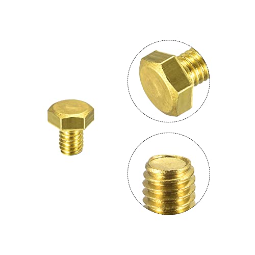 Image of uxcell Brass Hex Bolts, M6x8mm 30pcs Fully Thread Grade 4.8 Solid Brass Hexagon Head Bolt Machine Screws for Machinery