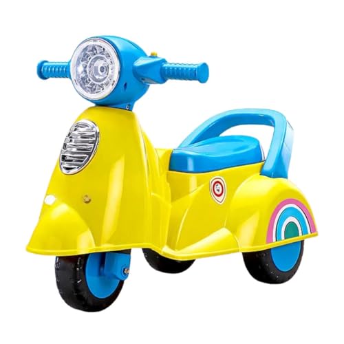 JoyScoot Manual Push Ride On Scooter, LED Headlight with Music, Under Seat Storage, JoyRide Rider for Ages 1-4 Years (Yellow)