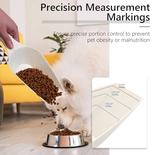 Image of Dog Food Scoop, 2 Cup Capacity Dog Food Scoop With Measuring Lines For Dog, Puppy and Cat Coffee Bean Scoop, Flour Scoop (cream)