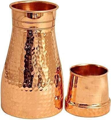 Traveller's Copper Water Bottle 100% Pure Copper Water Bottle Joint Free Leak Proof -Ayurveda Health Benefits Copper Stylish Bottle 900 ML (Design 12)