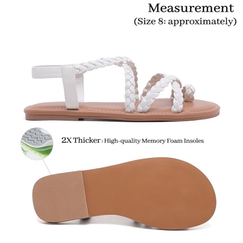 Image of Luoika Women's Wide Width Flat Sandals, Flip Flop Casual Strapy Sandals Slip on Summer Beach Shoes for Women.