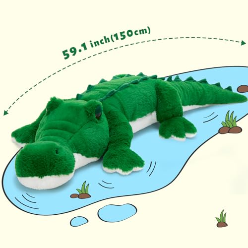 Image of MorisMos Giant Alligator Stuffed Animal, 59 inch Soft Jumbo Crocodile Plush Toy for Kids, Giant Stuffed Crocodile Large Stuffed Alligator Pillow for Boys Girls Birthday