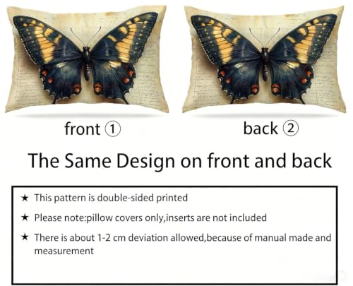 Housse de coussins rectangulaire 50x80 impermeable velours retro motif papillon - 6