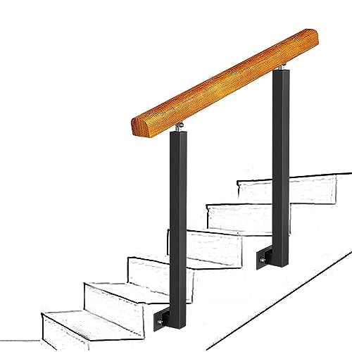 Rampe d'escalier en fer forgé noir réglable pour marches extérieures - 2