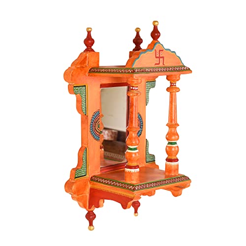 Image of AAKRITI ART CREATIONS Handcrafted Wall Decor Jharokha in Sunset Orange (10x6x16)