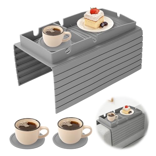 Bandeja para reposabrazos de sofá que evita caídas de mandos y derrames de café 2
