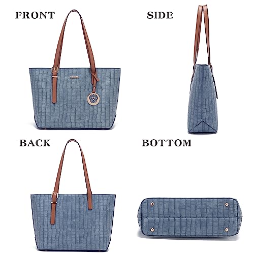 Image of Qiyuer Versatile Daily Purses with RFID Wallet for Women Tote Handbag Set | 3PCS, Fits 13 inch Tablet, Sturdy Vegan PU, Spacious, Work Use, Shoulder Satchel, Large Clutch Wallet, Makeup Bag, Ideal Gift