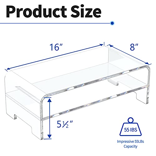 Zimilar 2-Tier Monitor Stand Riser, Acrylic Computer Stand Riser for Computer, Laptop, Printer, Notebook, iMac, Crystal Clear Laptop Stand and Monitor Riser for Desk