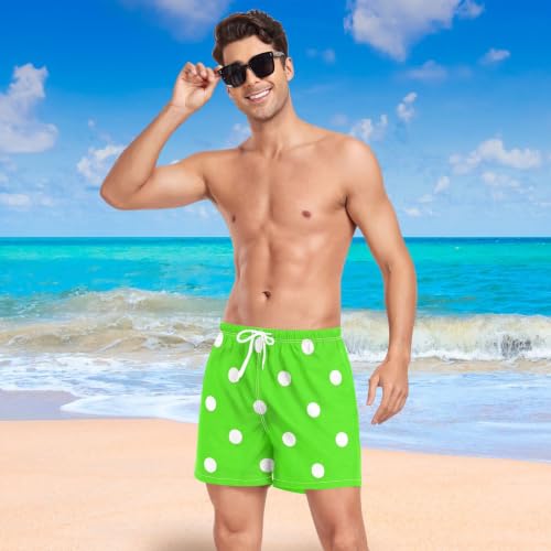 Bañador de secado rápido para hombre en verde flúor con lunares modernos 7