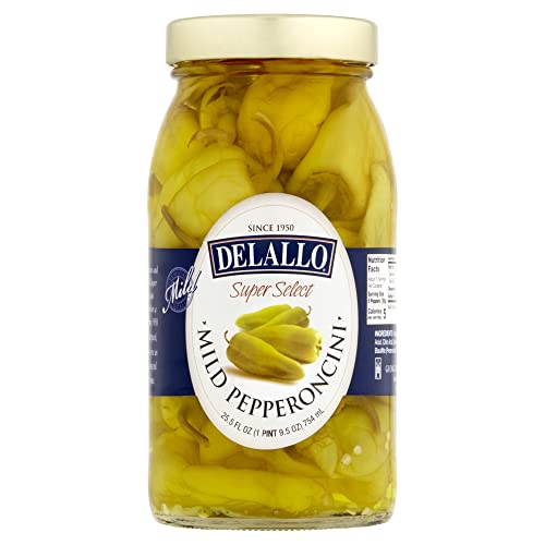 Delallo Mild Pepperoncini Peppers, 25.5Oz Jar, 6-Pack #TOP23