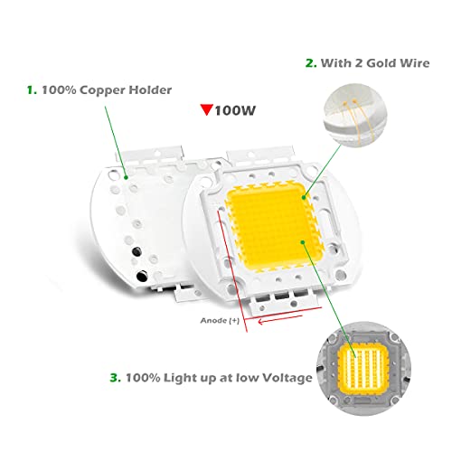 Chanzon High Power Led Chip 100W Warm White (3000K - 3500K / Input 3000Ma / Dc 30 - 34V / 100 Watt) Super Bright Intensity Smd Cob Light Emitter Components Diode 100 W Bulb Lamp Beads Diy Lighting #TOP2