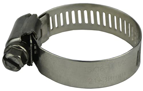 Pro Tie 33005 SAE Size 16 Range 13/16-Inch-1-1/2-Inch Regular Duty All Stainless Hose Clamp, 10-Pack