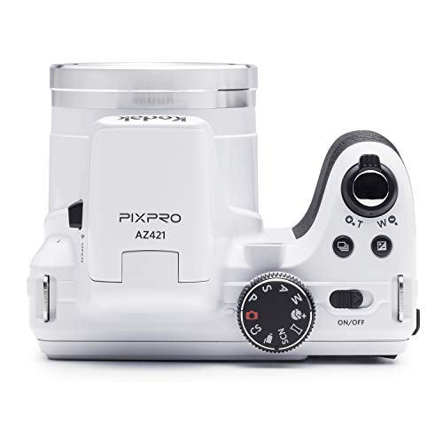 Kodak PIXPRO AZ421 16MP Point & Shoot Digital Camera w/ 3-Inch LCD, 720p HD Video, 42X Optical Zoom, 24mm Wide Angle Lens (White) Bundle with 32GB Extreme Memory Card & Accessories (16 Items)