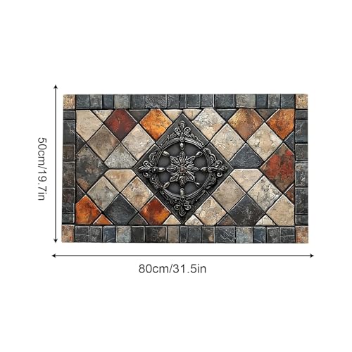 Alfombra de área retro tapete cuadrado lavable con base antideslizante 7