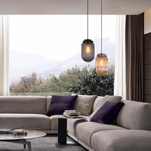 Lampe suspendue E27 lustre verre luminaire salon chevet - 2