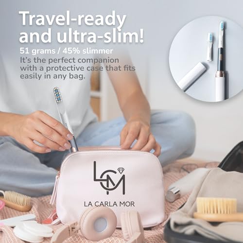 La Carla Mor Sonic Electric Toothbrush - Rechargeable Toothbrush with 45-Day Battery, Smart Timer & 3 Brushing Modes - Ideal for Sensitive Teeth - High-Efficiency Electric Cleaning Brush (Gray) - Image 6