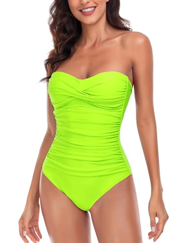 Image of RELLECIGA Women's Twist Front Shirred One Piece Swimsuit