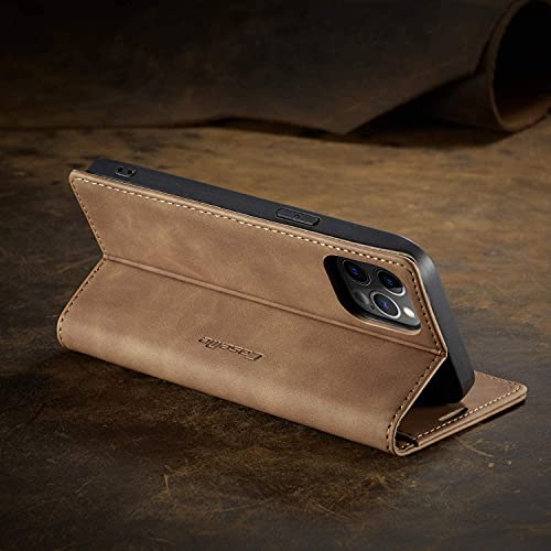 Capa Capinha Flip Couro Imã Carteira iPhone 12 Mini - 12 e 12 Pro - 12 Pro Max (Marrom, Iphone 12 Pr