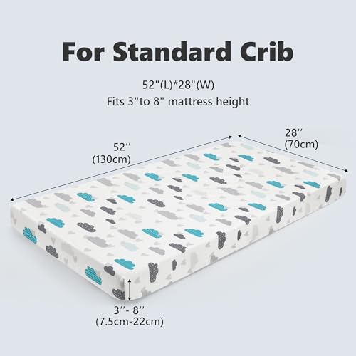 Image of TILLYOU Baby Crib Sheets for Boys Girls, Super Soft Toddler Bed Sheets, 2 Pack Sheets for Standard Crib Mattress 28x52in, Blue Clouds and Stars